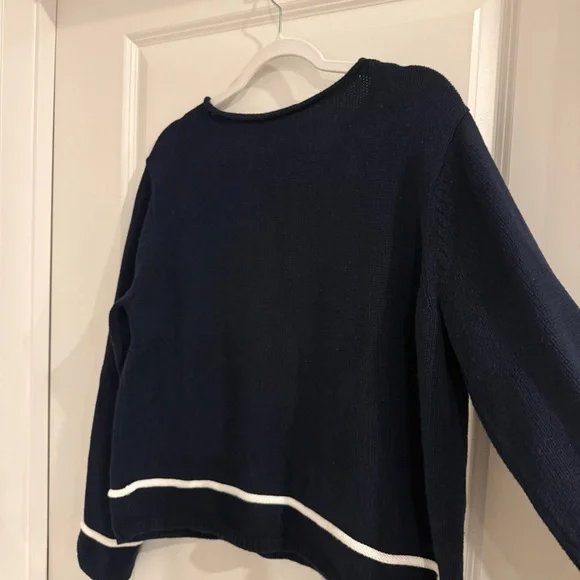 Vintage Liz Claiborne Anchor Nautical Knit Pullover Sweater-Navy Blue - Picture 11 of 12